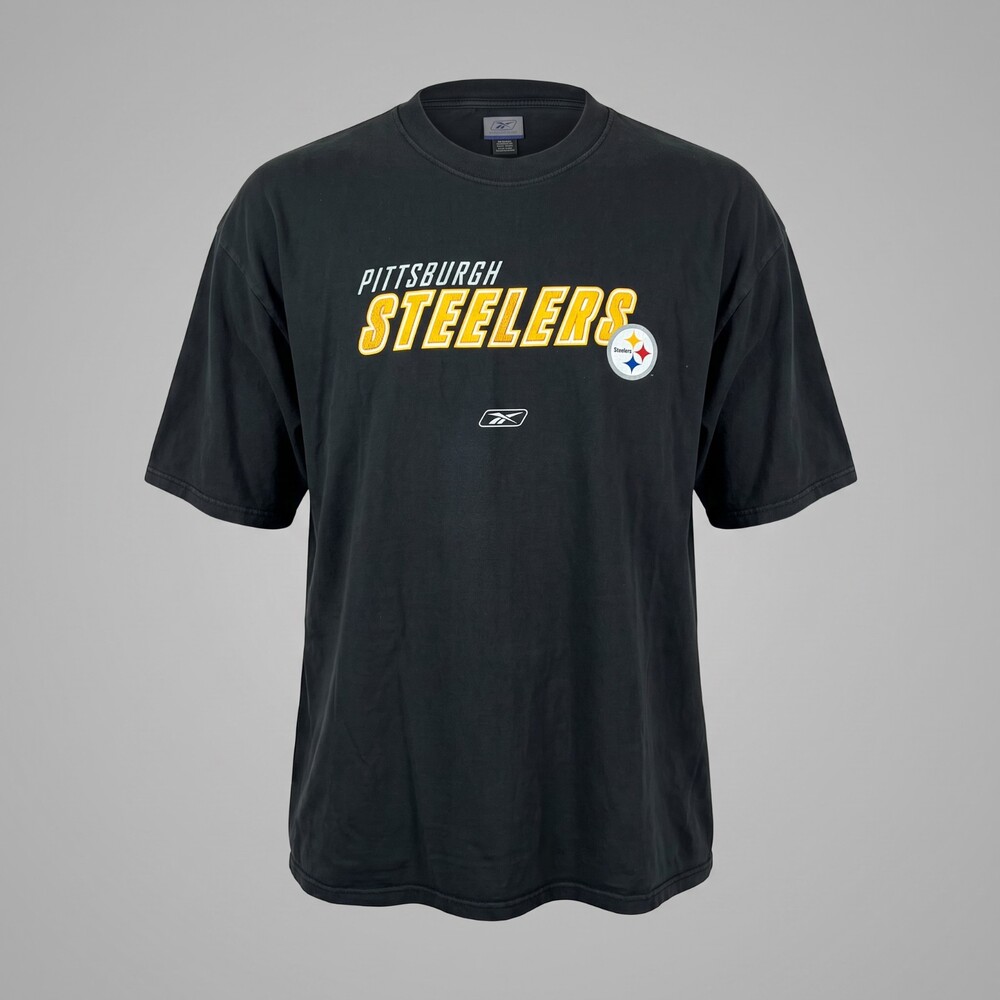Reebok Pittsburgh Steelers T Shirt Mens 2XL Black NFL Logo Tee